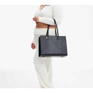 Beis The Work Tote in Black Croc